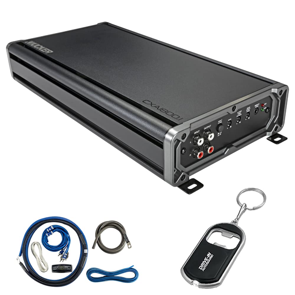 Kicker CX Series 46CXA18001T Mono Subwoofer Amplifier and 46CK4 Amp Wiring Kit and DIAS Keychain