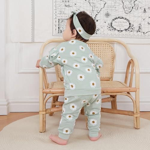 Newborn Infant Baby Girl Clothes Set Long Sleeve Sweatshirts Tops Pants Outfits Clothing Gifts 3 6 9 12 18 24 Months (I-Green, 6-12 Months)