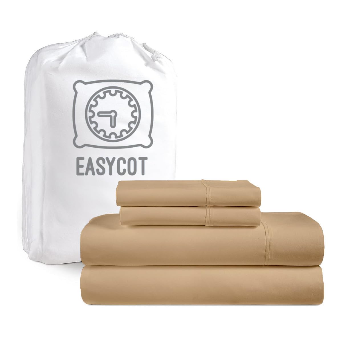 EASYCOT 6 Piece- Bed Sheet Set-Fitted Sheet Flat Sheet & 4pc Pillowcases 100% Egyptian Cotton Luxurious Sateen Weave Bedding Set With 45CM Deep Pocket (Single,Taupe)