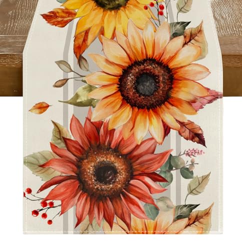 RABUSOFA Sunflower Maple Leaves Fall Table...