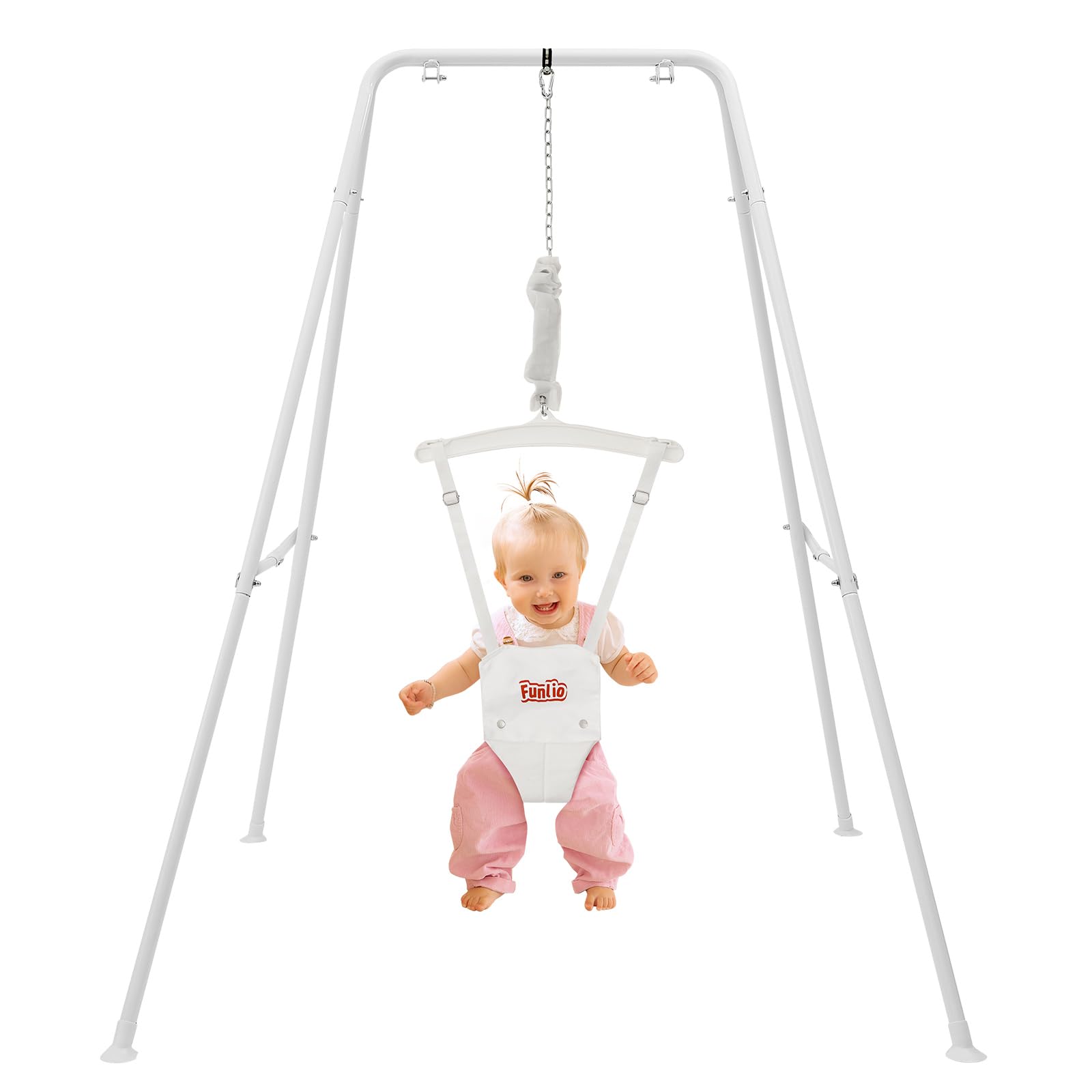 FUNLIO Baby Jumper with Stand for 6-24 Months, Toddler Jumper for Baby Girl/Boy, Infant Jumper for Indoor/Outdoor Play, with Adjustable Chain, Easy to