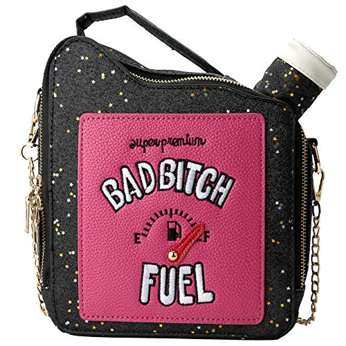 QiMing Gasoline Schulterhandtasche, Pailletten, PU Crossbody börsesTote Tasche für Frauen, Schwarz (schwarz), Medium Cover