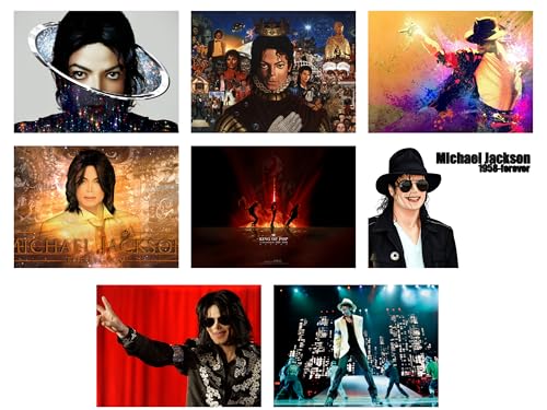 Image of Cardstock Michael Jackson Posters Set Of 8,A4 Size 12X8 Inch - Mj Poster-Music Posters For Wall - Music Album Posters - Music Related Gifts - Music Stickers For Wall - Song Posters - Music Wall Decor