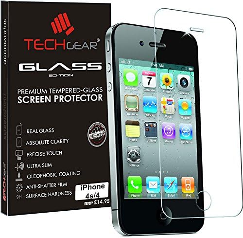 TECHGEAR GLASS Edition for iPhone 4s, iPhone 4 - Genuine Tempered Glass Screen Protector Guard Cover Compatible with Apple iPhone 4s, iPhone 4