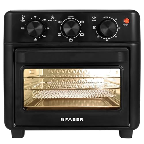 Image of Faber Air Fryer Oven 14L 1400W|View Window|Bake Tray,Tray Handle & Crumb Tray|Dishwasher safe removable parts|5 Preset Auto Program|3 Rack Positions|Roast,Fry,Toast,Defrost|FFAO CrispX PRO 14 BK