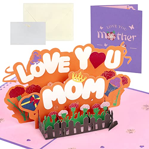 TAROME Love You Mom pop-up kaart 3D Moederdag kaart voor mama liefde je moeder moeder zondag verjaardag wenskaart met Envelop Van Dochter Zoon