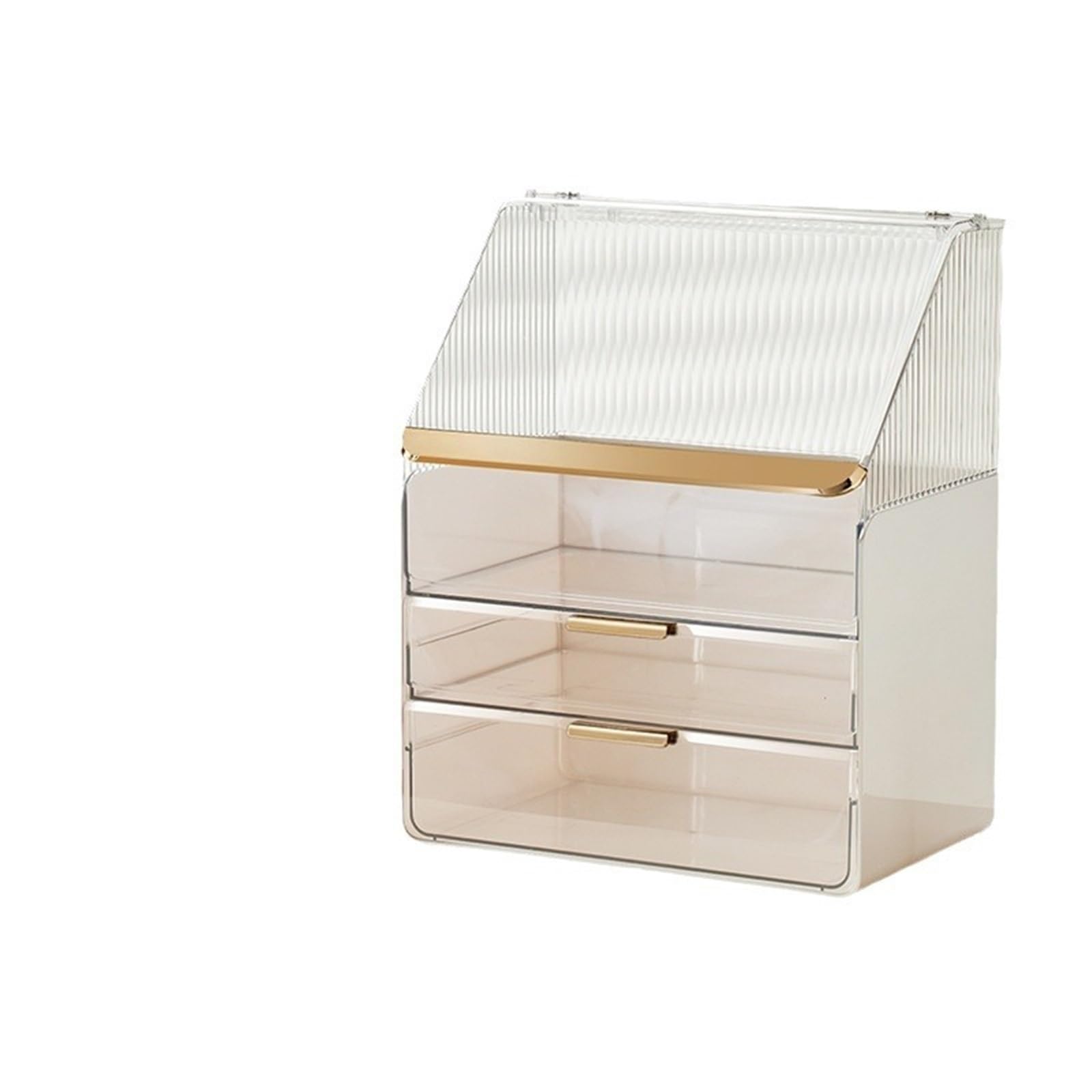 Generico Caja de cosméticos de escritorio con cajón grande - Organizador de cosméticos de gran capacidad (Transparent White)