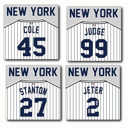 Non Yankee Coasters Set, NY New York Baseball Ceramic Coasters Set of 4, Yankee Gift for Man Home Decor