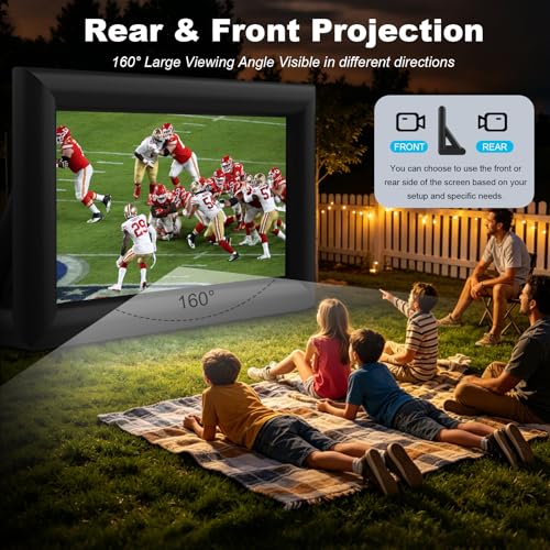 Image of GYUEM 20 feet Inflatable Portable Projector Movie Screen - Huge Air-Blown Cinema Projection Screen Package with Rope, Blower,Tent Stakes - Front & Rear Projection,for Outdoor Party Backyard Pool Fun
