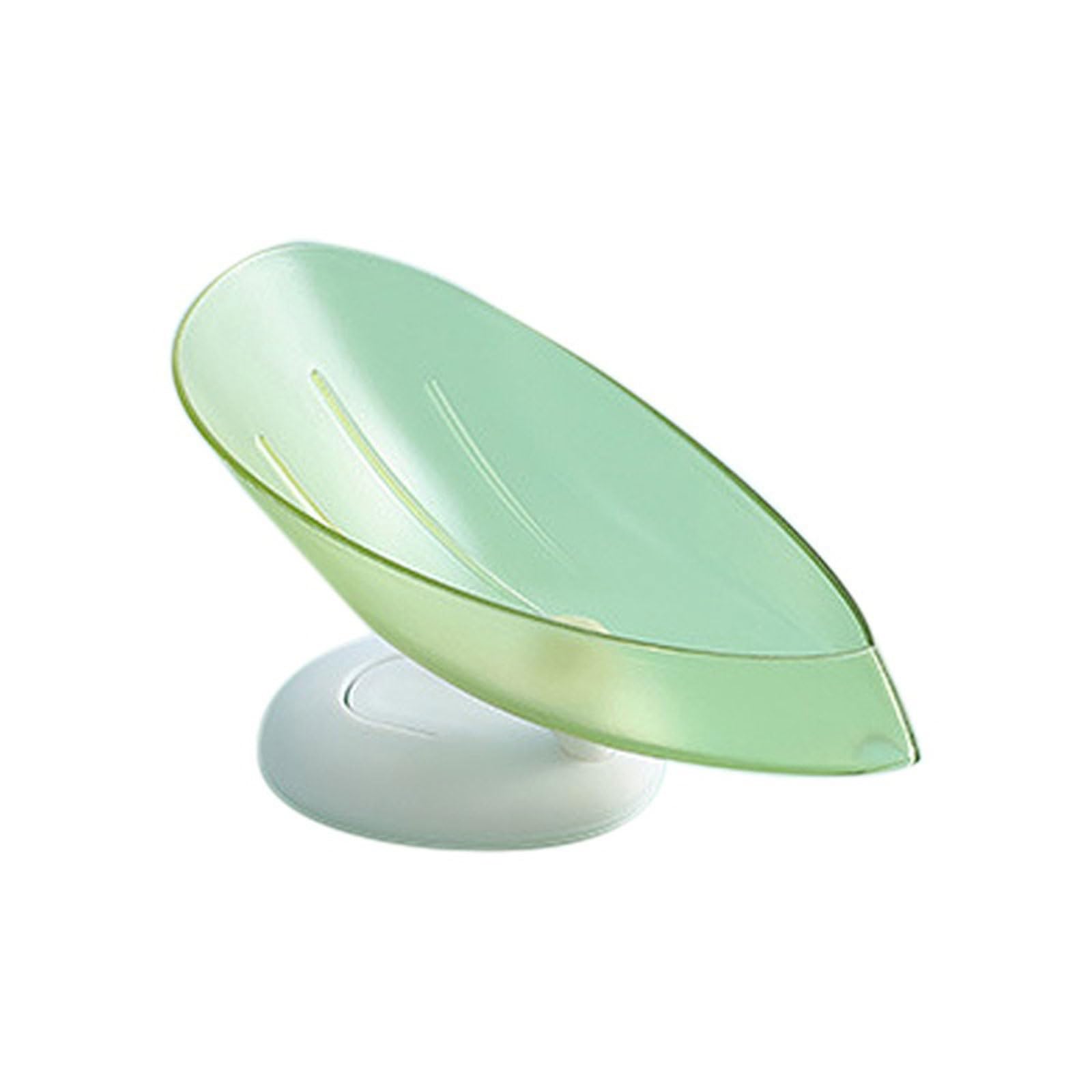 JINGYAN Soap Dishes Plastic Soap Box Creative Suction Cup Base Perforated Free Drain Rack Bathroom Shower Holder Household Storage Tray New(Green)