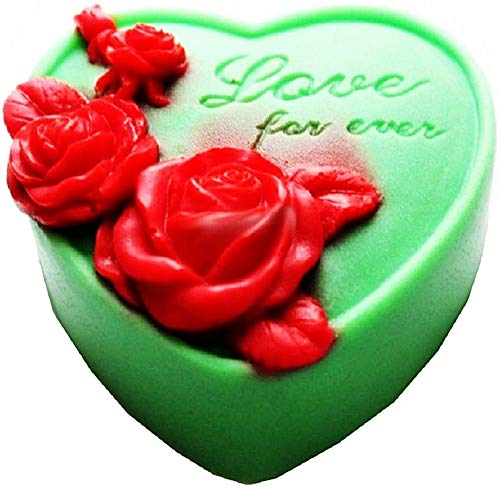 Inception Pro Infinite Moule en silicone pour usage artisanal d'un cu009cur avec fleurs de rose et gravure Love Forever (Amore pour Sempre) u0096 Convient également pour savon u0096 Idée cadeau