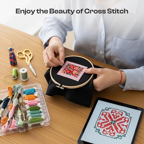 Image of Caydo Large Aida Cloth, 14 Count Black Cross Stitch Fabric for Craft Embroidery, Handmade Needlework, DIY Handicrafts(28x19 inch)