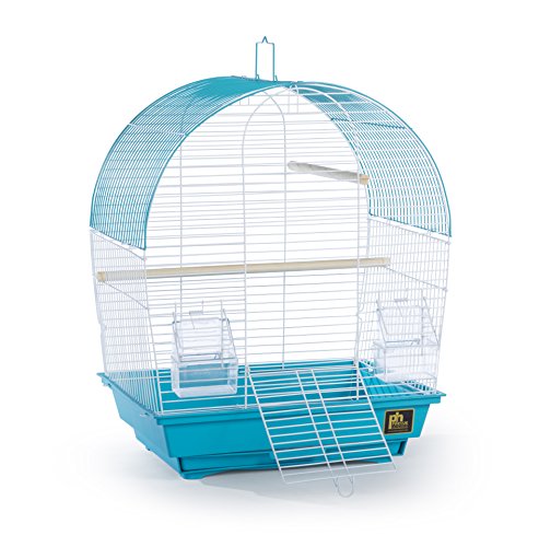 Image of Prevue Pet Products South Beach Dome Top Bird Cage - Ideal for Parakeets, Finches, Budgies, & Canaries, Small & Portable Indoor Bird Cage, Functional Permanent or Travel Bird Cage - White & Teal