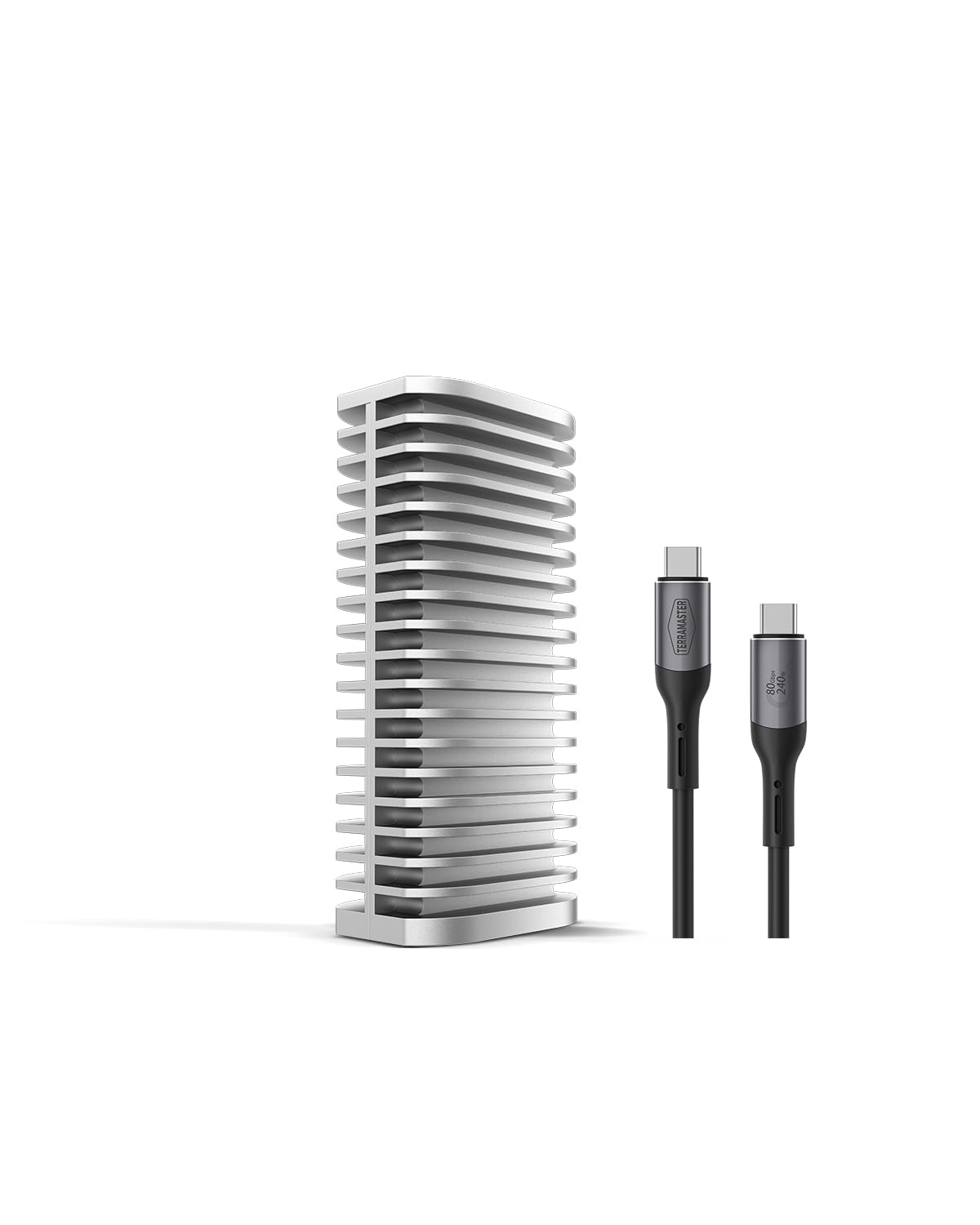 TERRAMASTER D1 SSD Pro 80Gbps M.2 NVMe SSD Enclosure, fino a 7061MB/s, Custodia Interamente in Alluminio con Raffreddamento Efficiente, Silenziosa(senza disco)