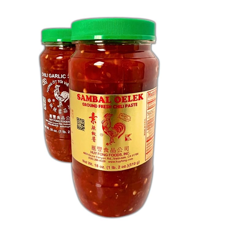 Miniatura 4 de Salsa de pasta de chile picante - Ajo Chili 18oz Sambal Oelek 18oz Paquete de 2 unidades