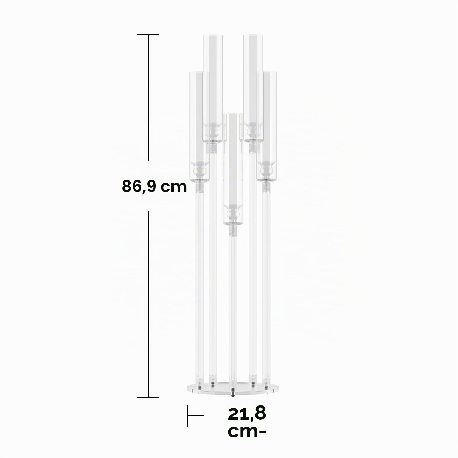 Set di 4 centrotavola candelabri eleganti con paralume in acrilico, portacandele a 5 bracci per candele LED, ideali per matrimoni, cene ed eventi speciali 1 j
