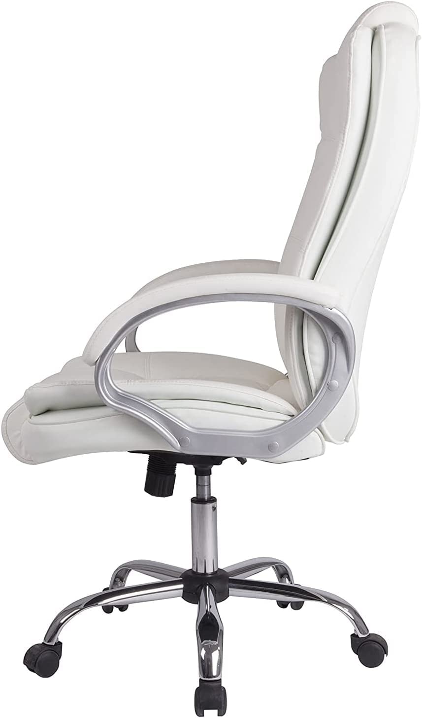 Suinga Silla Oficina New York | Reposabrazos | Altura Regulable | Diseño Ergonómico | Piel Sintética Blanca | Comodidad | Profesional