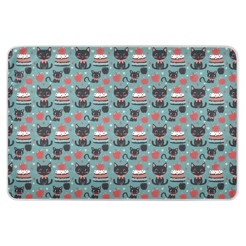 Black Cat Cartoon Fruit Bed Underpads Water Resistant Bed Wetting Pads Machine Washable Pad Liner for Toddler Kids , 52