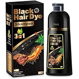 Hair Dye Shampoo 3 in 1 for Gray Hair, Herbal Ingredients Natural Shampoo Hair Dye for Women Men (Black)