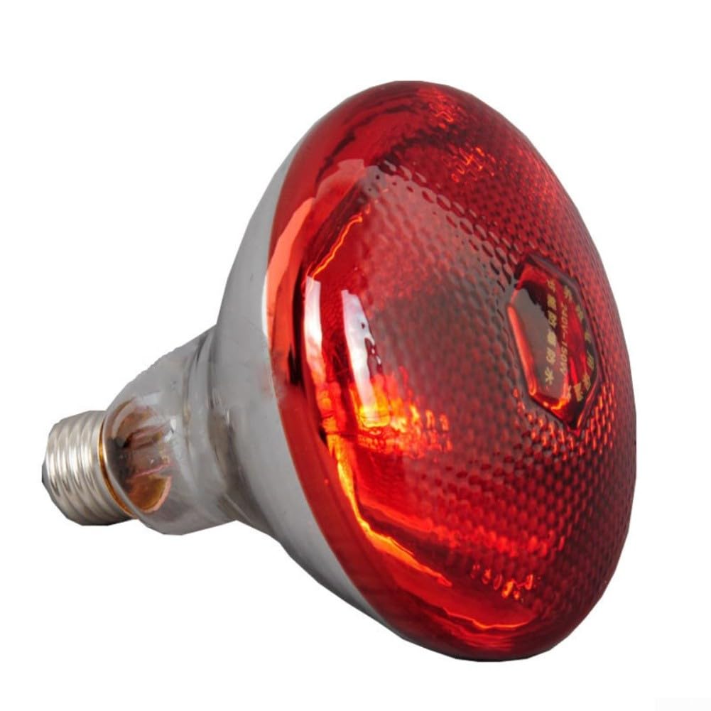 Red Infrared Heat Lamp,for Chickens,Brooders & Reptiles – 110V E27 Base Incandescent Bulb with Quartz Glass,5000-Hour Lifespan(Red Saffron 175W)