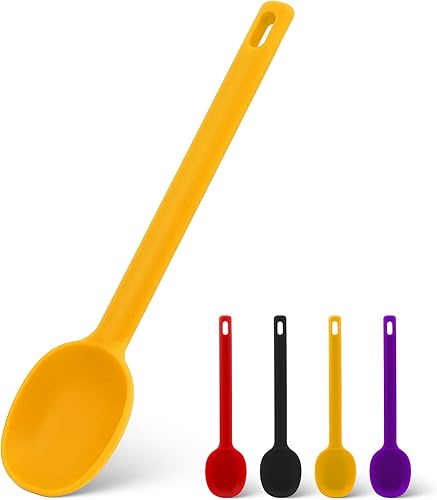 Cuchara mezcladora de silicona para cocinar, cuchara de servir antiadherente, utensilio de cocina, resistente al calor para hornear, agitar, rociar