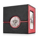 Kabinka Commander Deck Box for MTG with Dice Tray, Holds 100 Double-Sleeved Cards,Card Deck Box with Metal Emblem for TCG/PTCG, Cards Storage Case with 35PT Magnetic Card Holder (Black& Red, Lotus)