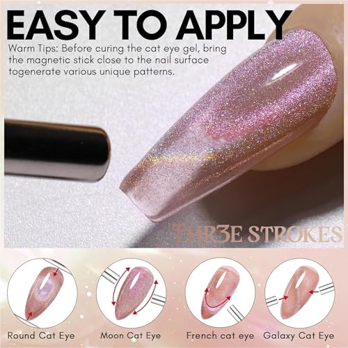 Image of THR3E STROKES 9D Glitter Cat Eye Gel Magnetic Shimmery Finish Nail Polish Art Manicure DIY at Home Soak Off UV Gel 7.5ML (CE6, 7.5ML)