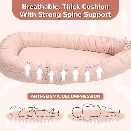 Image of EAQ Baby Lounger, Infant Lounger for Newborn,Portable Baby Nest Cover Breathable & Soft, Newborn Essentials
