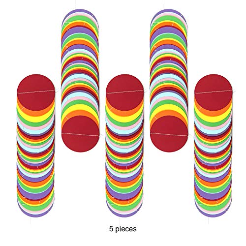 Uniideco 65.6 Feet Colorful Circle String, Colored Dot Door Window Streamers Paper Garland, Candy Backdrop Decor, Hanging Rainbow Birthday Party Decorations 2021 Upgraded #TOP3