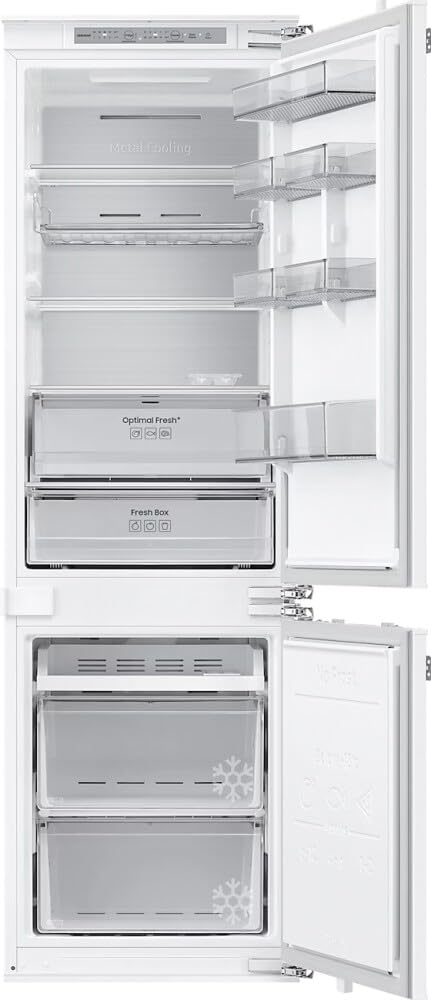 Samsung Frigorifero Combinato BRB80F26DES0, Doppia Porta, Da Incasso, 35 dB, H 178 Cm, 267 Litri, Optimal Fresh+, Wifi, Cerniere Sliding, Classe Energetica E