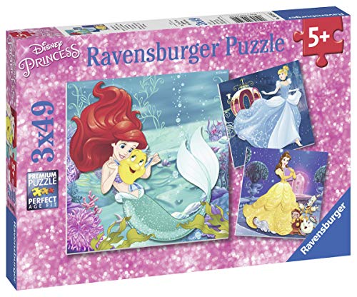 Ravensburger - Puzzle Enfant - Puzzles 3x49 p - Aventure des Princesses - Disney Princesses - Dès 5 Ans - 09350