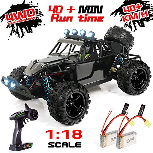 Exercise N Play RC Car, Remote Control Car, Terrain RC Cars, Electric Remote Control Off Road Monster Truck, 1:18 Scale 2.4Ghz Radio 4WD Fast 30+ MPH RC Car, with 2 Rechargeable Batteries