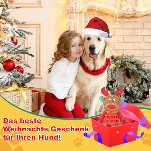Frbyvad Quietschendes Hundespielzeug Weihnachten Geschenke, Plüsch Welpenspielzeug & interaktives Hundespielzeug für kleine und große Hunde, langlebiges Kauspielzeug für Hunde gegen Langeweile.