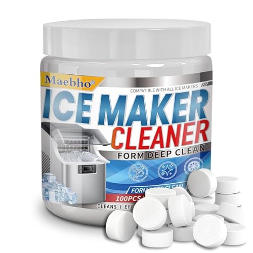 Maebho 100 tabs Ice Machine Cleaner -Unscented Ice Maker Descaler Clean Tablets Compatible with Opal, Kitchenaid, GE Profile,Nickel Safe Scale Remover for Countertop, Nugget Ice Makers