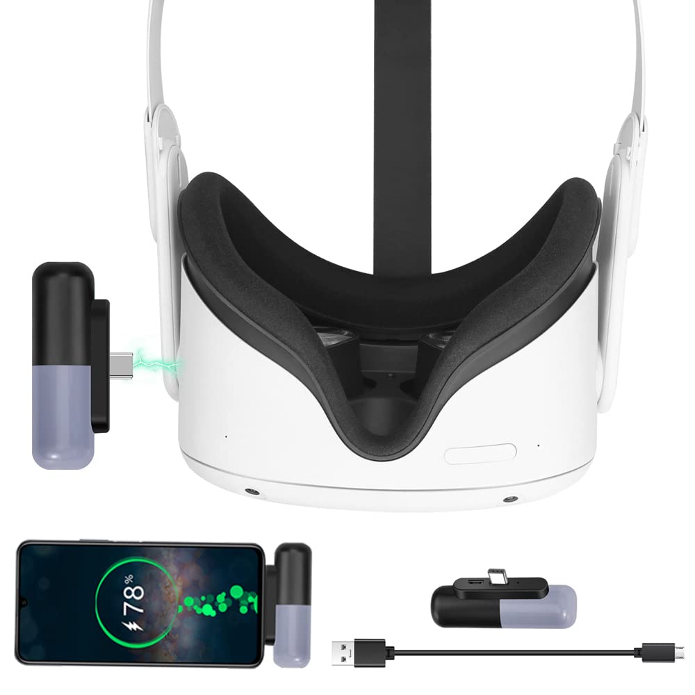 Vakdon 4500 mAh Power Bank Compatible for Meta/Oculus Quest 2/Quest/PICO 4, Portable Battery Pack Compatible with Oculus Elite Strap, Extra Playtime,with Data Cable,Accessories for Quest(Light purple)