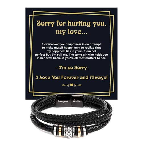 I'm So Sorry Bracelet For Him, Forgive Me Bracelet, I'm Sorry Gift For Him, with card and box.