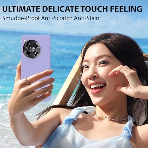 Image of LIRAMARK Liquid Silicone Soft Back Cover Case for OnePlus 12R 5G (Lavender)