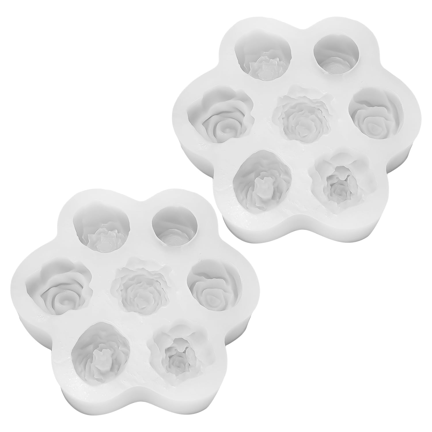Tvsvkwe White 2 Pieces Of 7-Hole Rose Mold, Baking Supplies, Diy Dessert Accessories, Candies, And Jelly.
