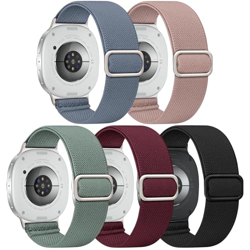 Image of Acextro 5 Pack Stretchy Bands Compatible with Samsung Galaxy Watch 7 6 5 4 FE Band 40mm 44mm 45mm /Watch 6 4 Classic 4 42mm 46mm 43mm 47mm /Active 2, 20mm Water-Resistant Elastic Nylon Sport Strap