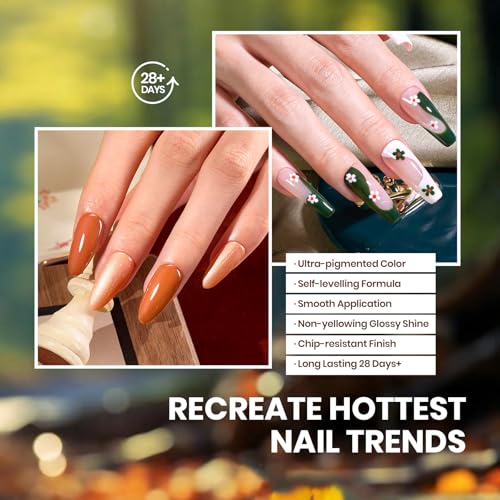 Image of Beetles Fall Gel Nail Polish Set, 6 Colors Red Burgundy Cat Eye Gel