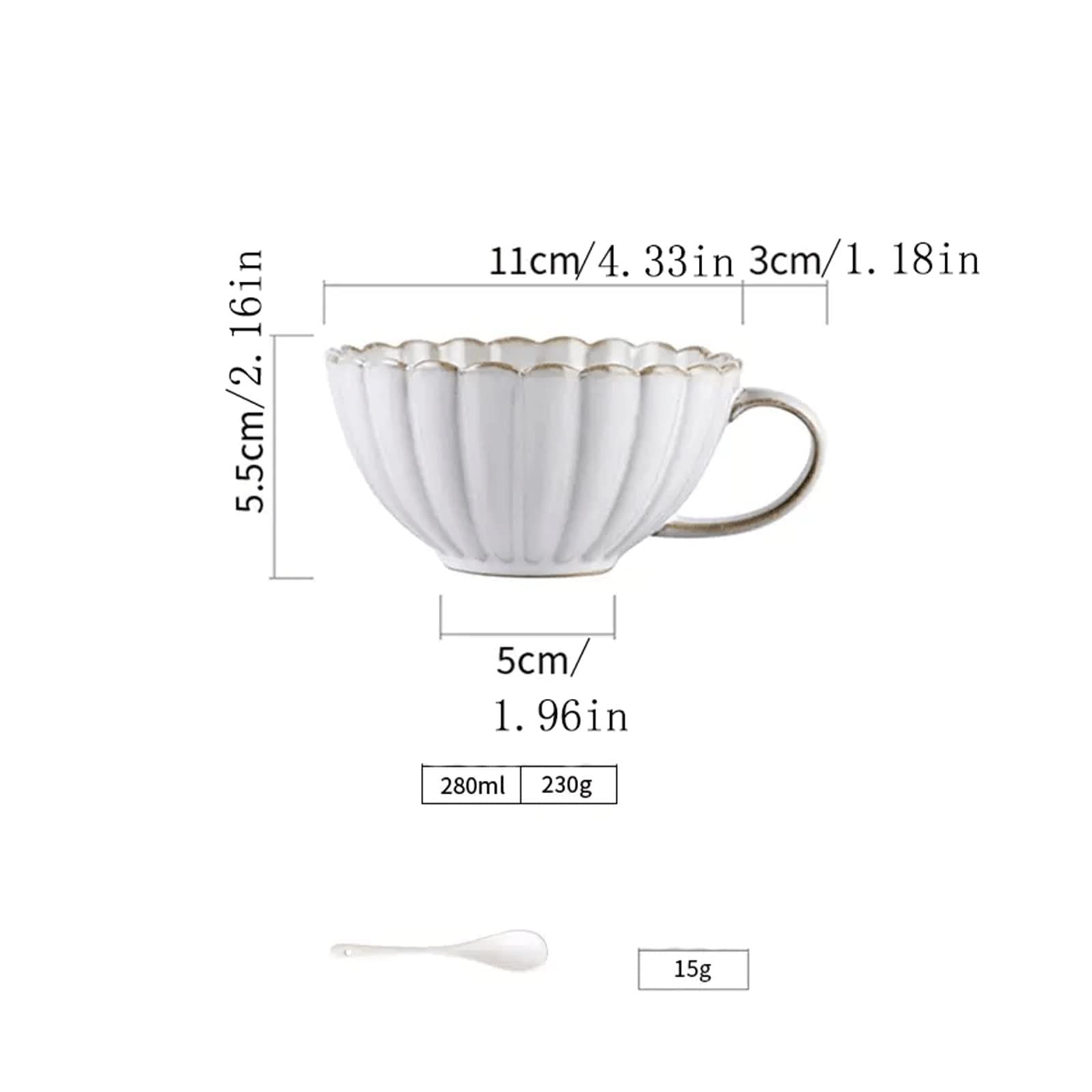 Moderno Taza de café vintage, taza pequeña, taza de té de la tarde de cerámica, taza de agua Vajilla(Blanco)