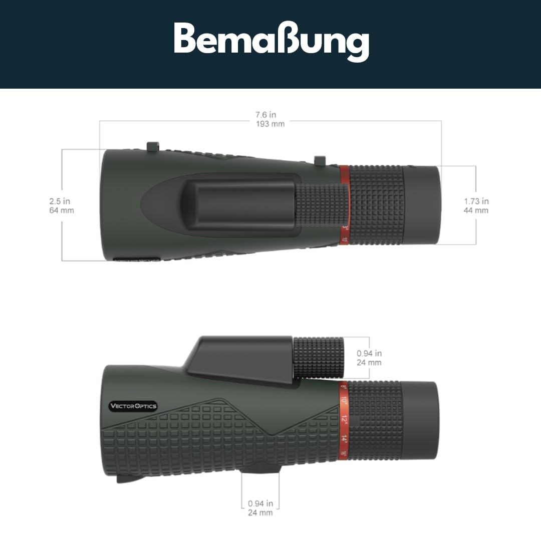 Vector Optics SCMO-04 Forester 8-16x56 ED taktisches Monokular für Sport, Freizeit, Jagd, Camping und Outdoor