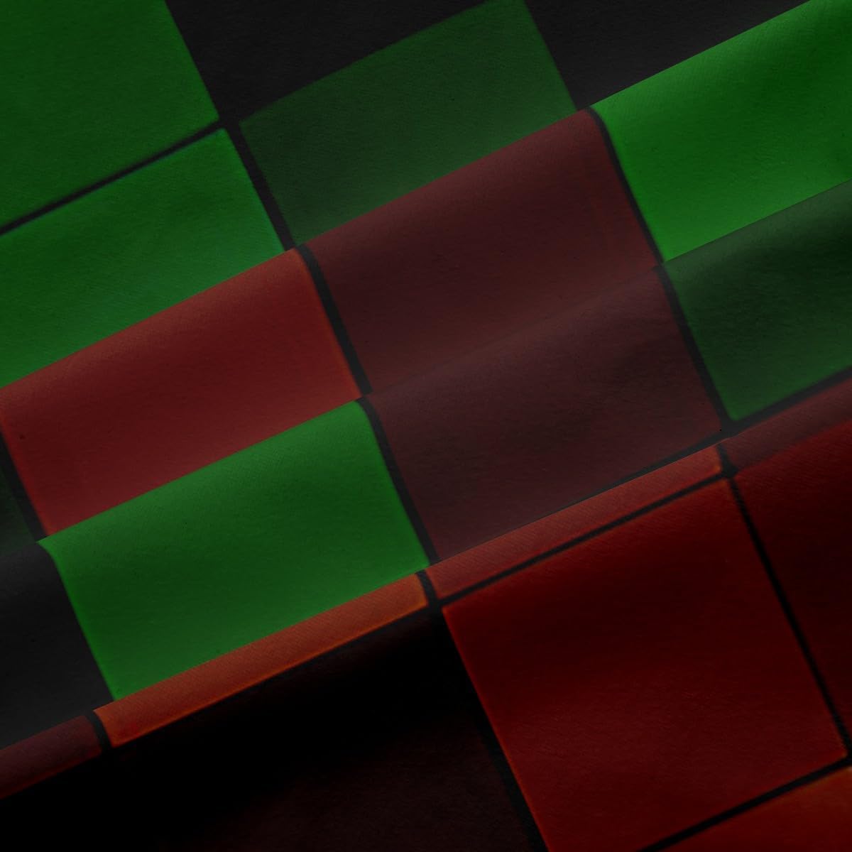 Manfei Pixelierte Blackout Vorhänge, Patchwork Grid Videospiele Jungen Zimmer Dekor,Bergleute Lattice Simple Window Curtains,Dark Green Brown 2 Panels, S Größe