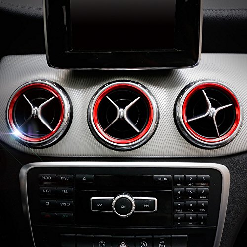 RaxTDM 5pc Sports Red Aluminum Air Conditioner Vent/Opening Decoration Cover Trims For Mercedes Benz A B Class W246 W176 AMG Accessories