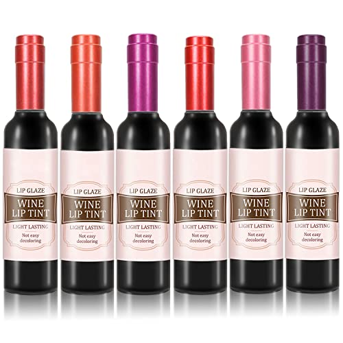 ASCOKA Wine Lip Stain, 6 Colors Matte Lipstick Long Lasting Waterproof Lip Tint, Moisturizing and Non-Stick Cup Lip Gloss Lip Sticks