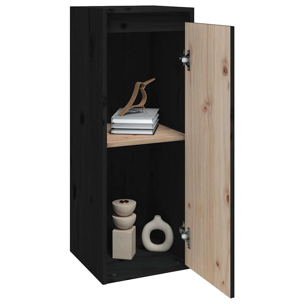 Regał ścienny, zestaw 2 sztuk, czarne, 30 x 30 x 80 cm, lite drewno sosnowe, regał wiszący, regał wtykowy, organizer do salonu, sypialni, kuchni, łazienki, korytarza, biura