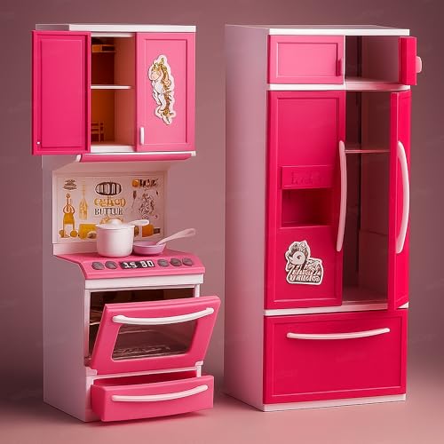 Image of Zest 4 Toyz Unicorn Kitchen Set for Kids Girls Cooking Pretend Playset Birthday Gift with Openable Door & Accessories Pink