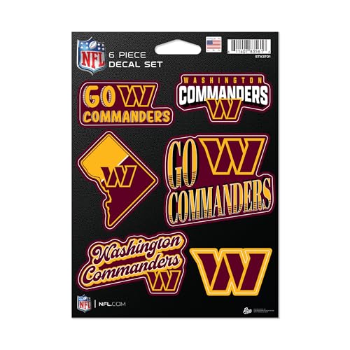 Rico Industries NFL Football Washington Commanders 6-Piece Decal Set