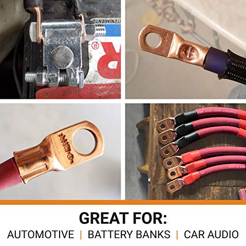 Selterm 10Pcs 6 Awg - #10 Stud - Battery Lugs, Heavy Duty Wire Lugs, Ring Terminals, Battery Cable Ends,6 Gauge Terminals, Ul Bare Copper Eyelets Electrical Battery Terminal Connectors #TOP3