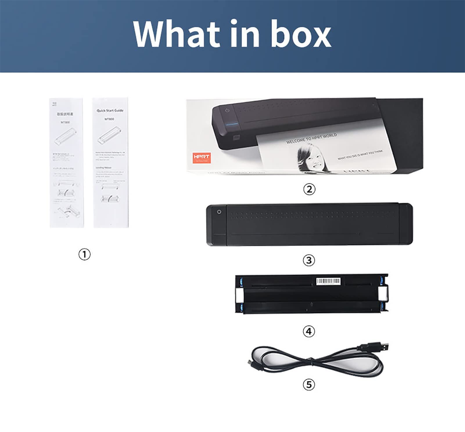 Imprimante Portable Bluetooth à Transfert Thermique A4 pour Ordinateur Portable, Bureau à Domicile, Voyage, Impression Thermique A4, résolution 300 dpi, 310 x 63,5 x 39,5 mm